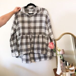 {SOLD} Plaid Peplum Flannel